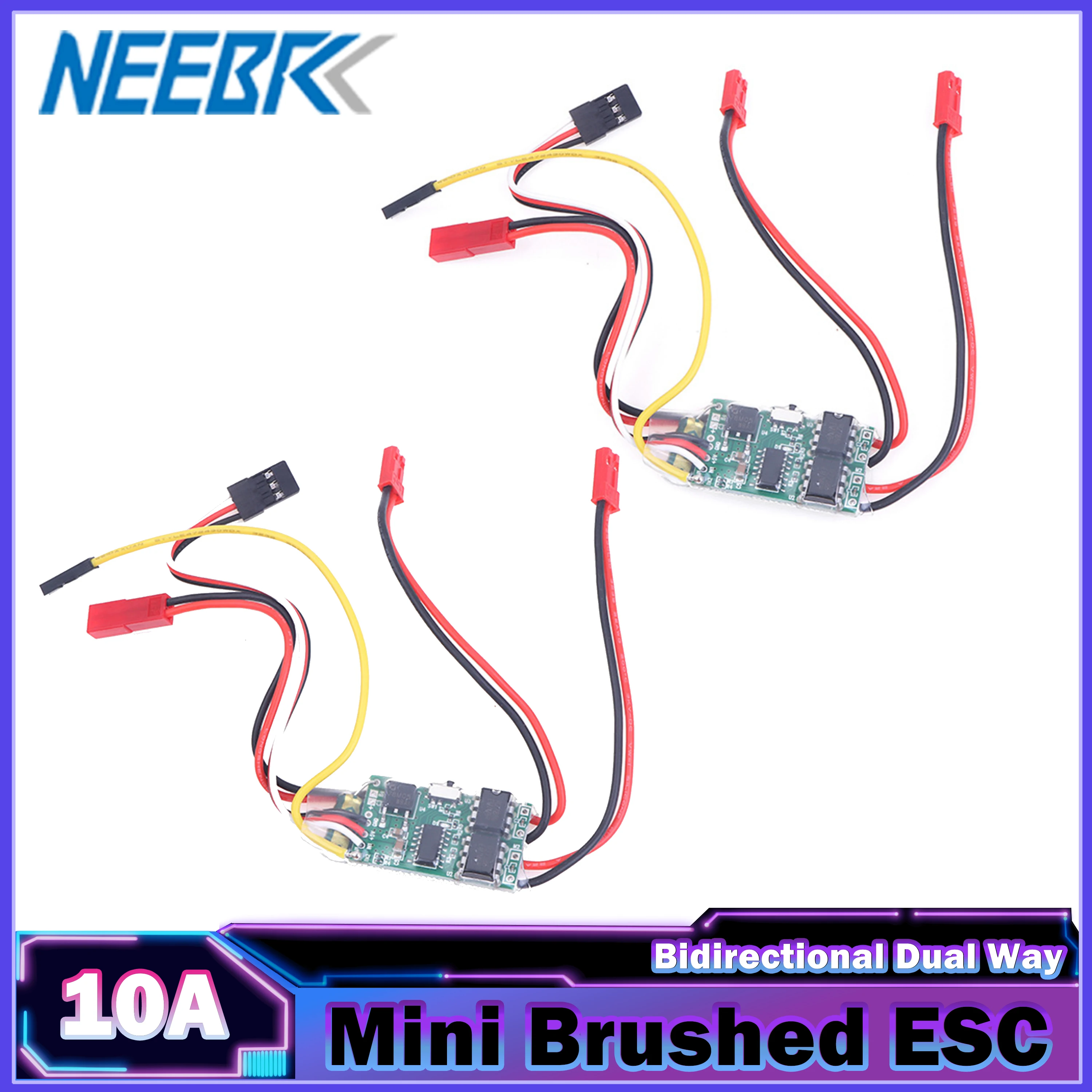 

1/2/4PCS RC 10A Mini ESC Brushed Bidirectional Dual Way Motor Speed Controller for 1/16 Car Differential Boat Tank Track Vehicle