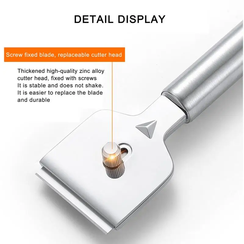 Razor Blade Scraper Stainless Steel Glass Scraper Cooktop Cleaning Scrapers with 4 Blades for Removing Labels Stickers Decals