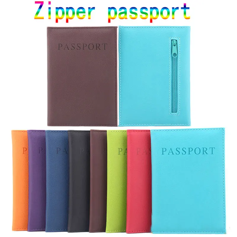 New Solid Color Travel Passport Holder Cover ID Card Ticket Pouch Bag Protector PU Leather Credit Card Red Blue Bags Cover