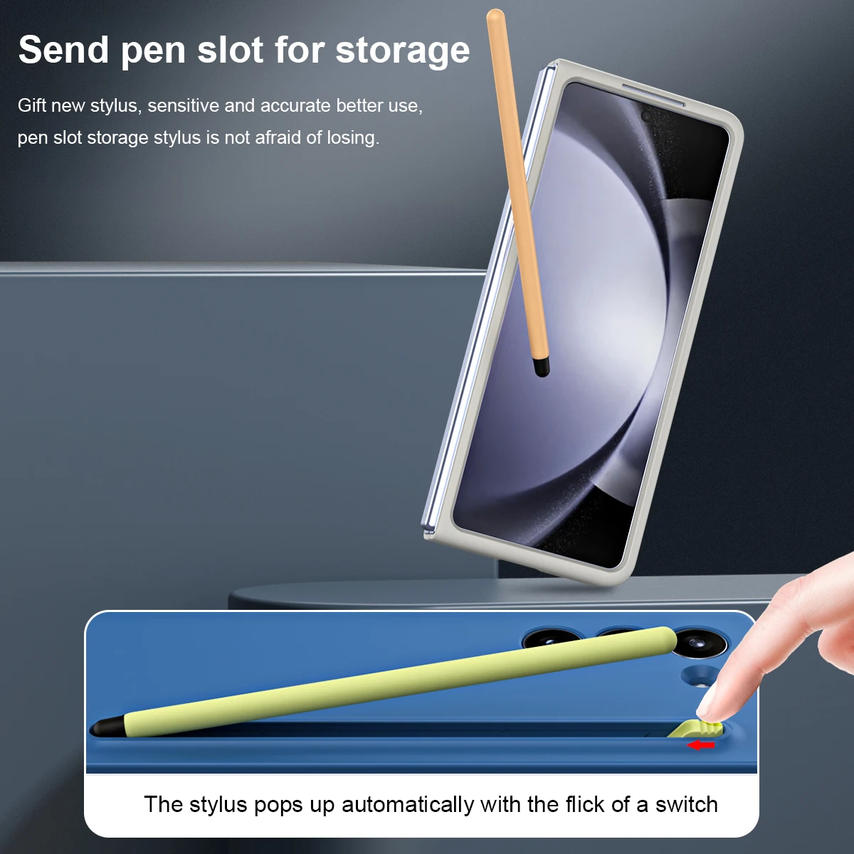 Business Simple All-inclusive Folding Phone Case For Samsung Galaxy Z Fold 5 Pen Slot Design Anti-drop Shell With Capacitor Pen