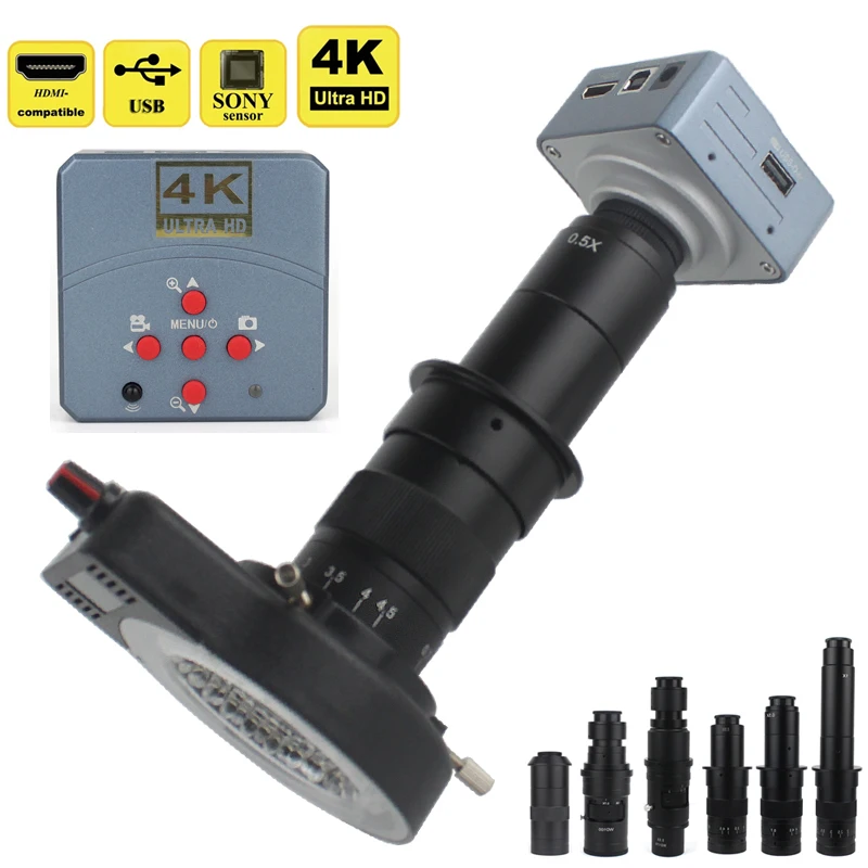 4K 48Mp Hd 1080P Hdmi Usb Digital Video Microscope Camera 100X 300X C-Mount Lens Professional Phone Pcb Strumenti Di Riparazione Per Saldatura