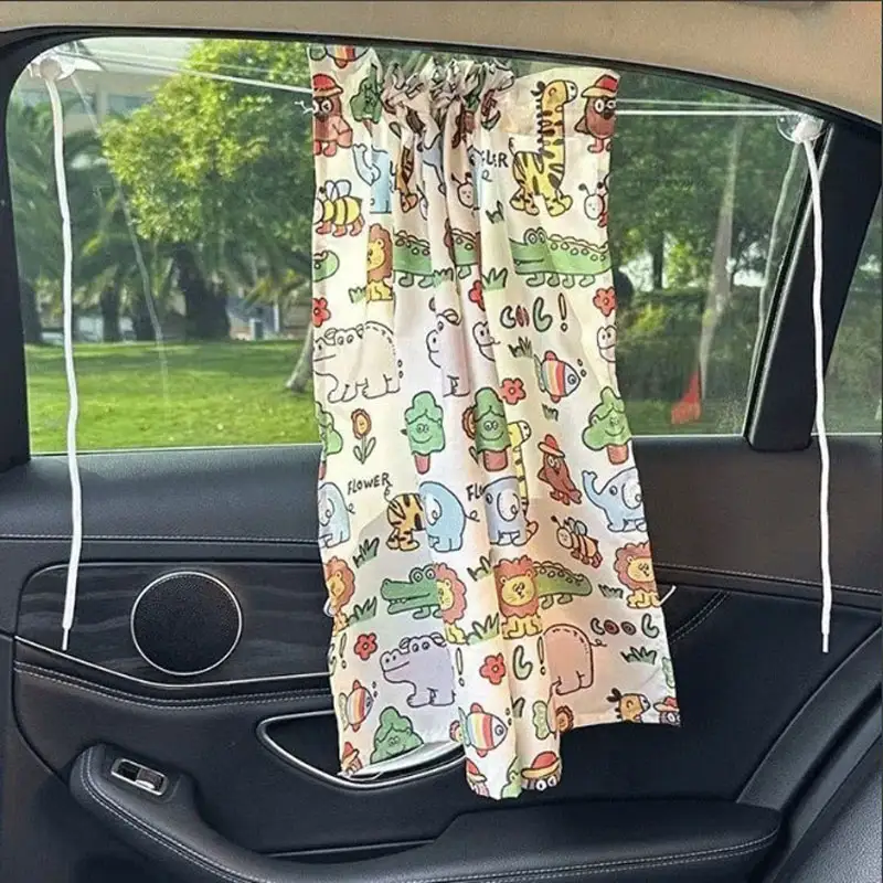 Suction Cup Curtain In The Car Window Sunshade Cover Cartoon Universal Side Window Sunshade UV Protection For Kid Baby Children - Image 4