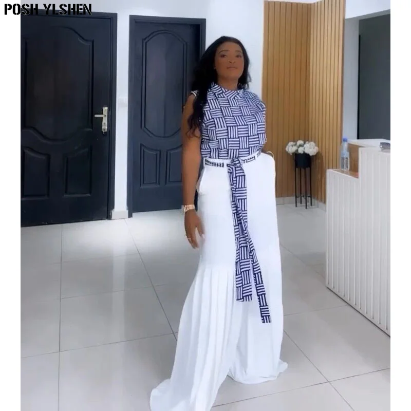 Pleated Pants Two Piece Set Clothes for Women African Dresses