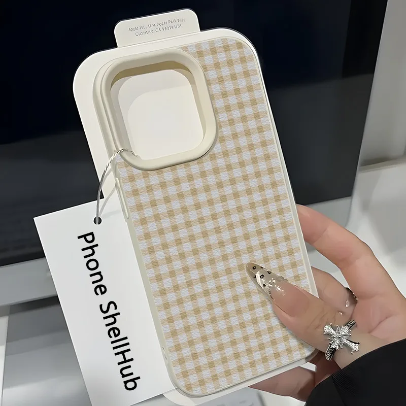 Elegant Lychee Texture Striped Grid Silicone Phone Case