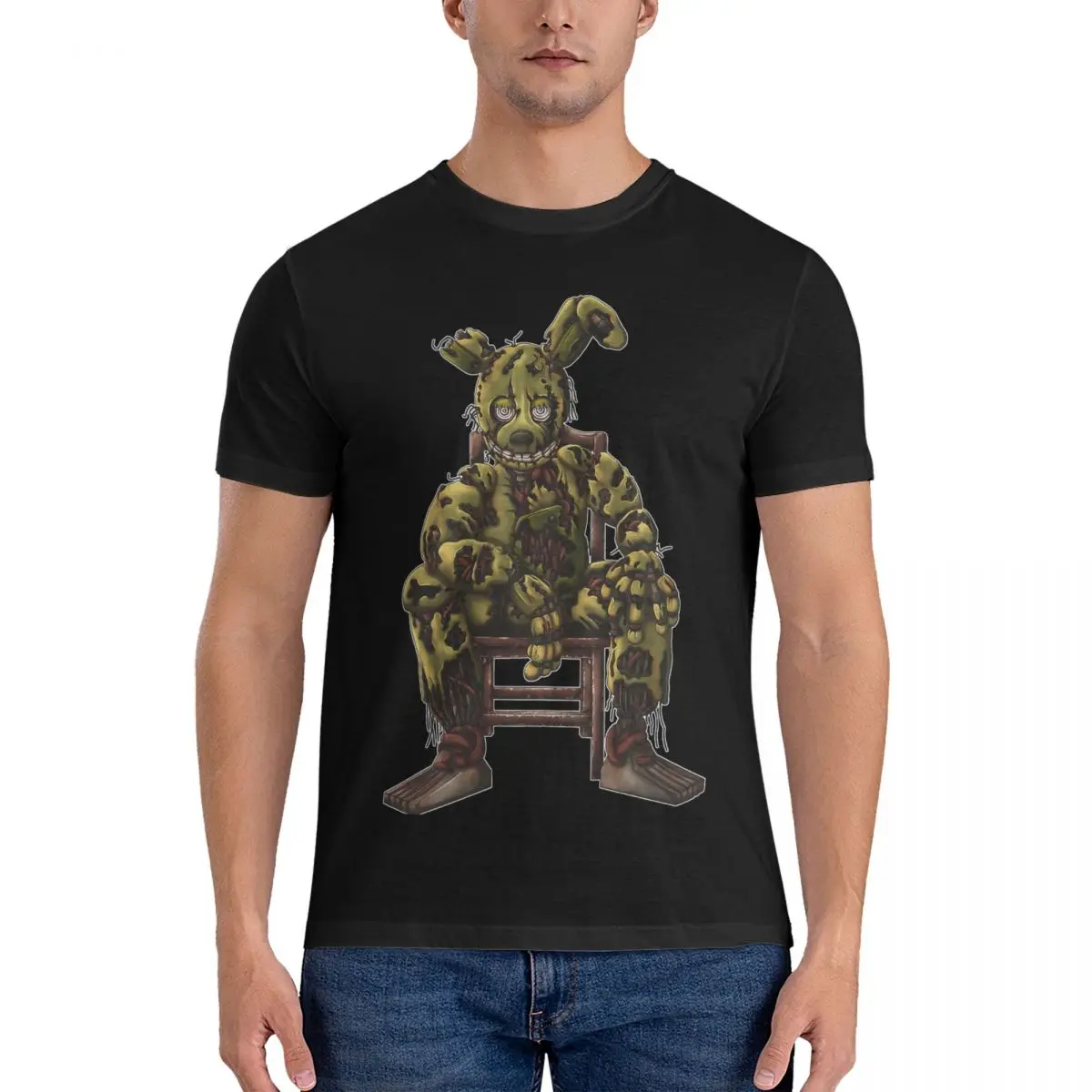 Springtrap Sat In Chair Maglietta Da Uomo F-Fnaf Maglietta Vintage Maglietta Girocollo Manica Corta Vestiti Stampati In Puro Cotone