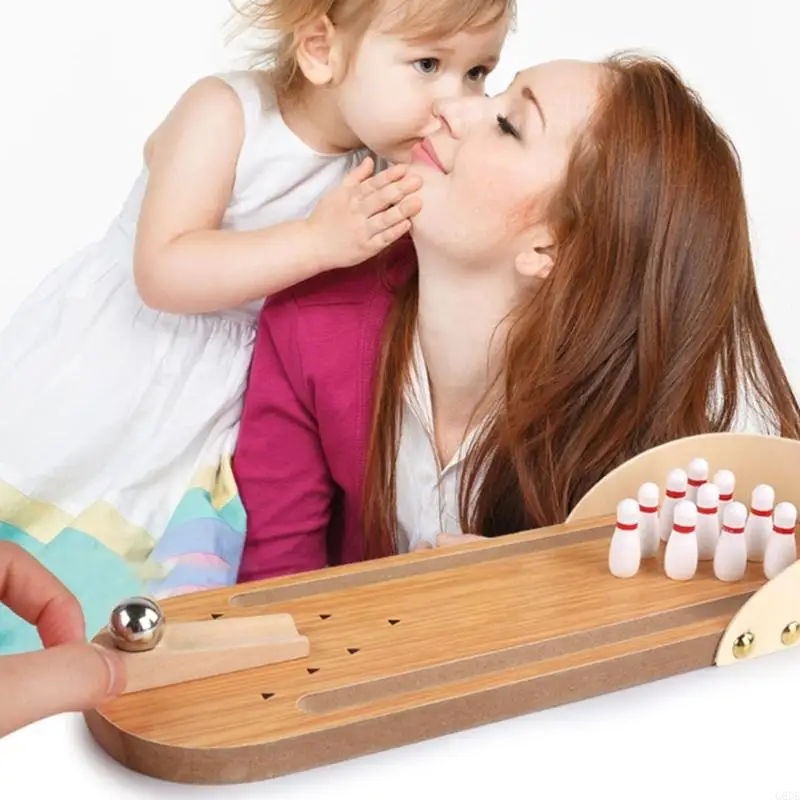 G6DE Desktops Bowling Toy Home Bowling Gift for Adult Kid Teen Boy Girl, Mini Game Set, Wooden Tabletop Game