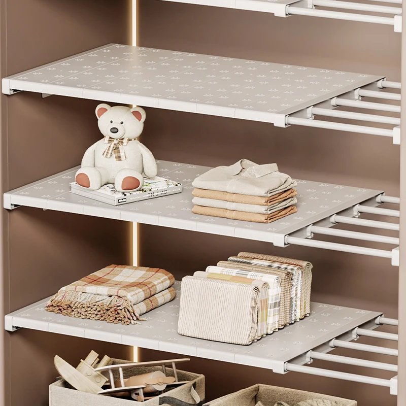Home Wardrobe Storage Kitchen Bathroom Shelf Dormitory Dividers Expandable Divider Punch-Free Retractable Storage Layers Board