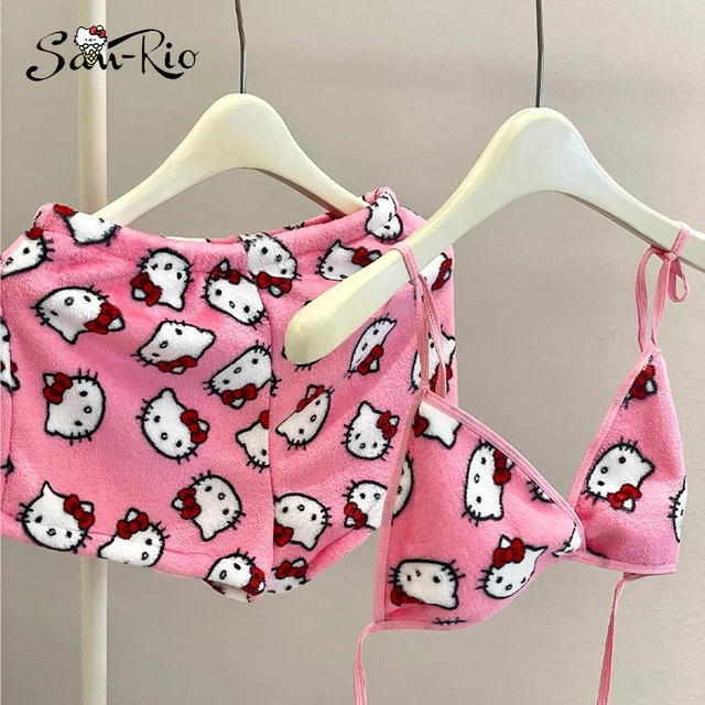 Combinaison Pyjama Rose Hello Kitty Animaux Manches Courtes Déguisement