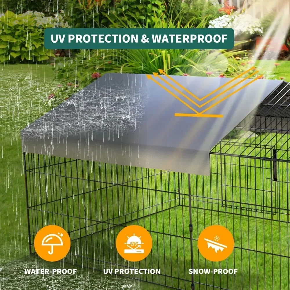 Chicken Coop 130” X 40” Chicken Run Pen with Waterproof Cover Outside Portable Chicken Cage Enclosure Tractor 4