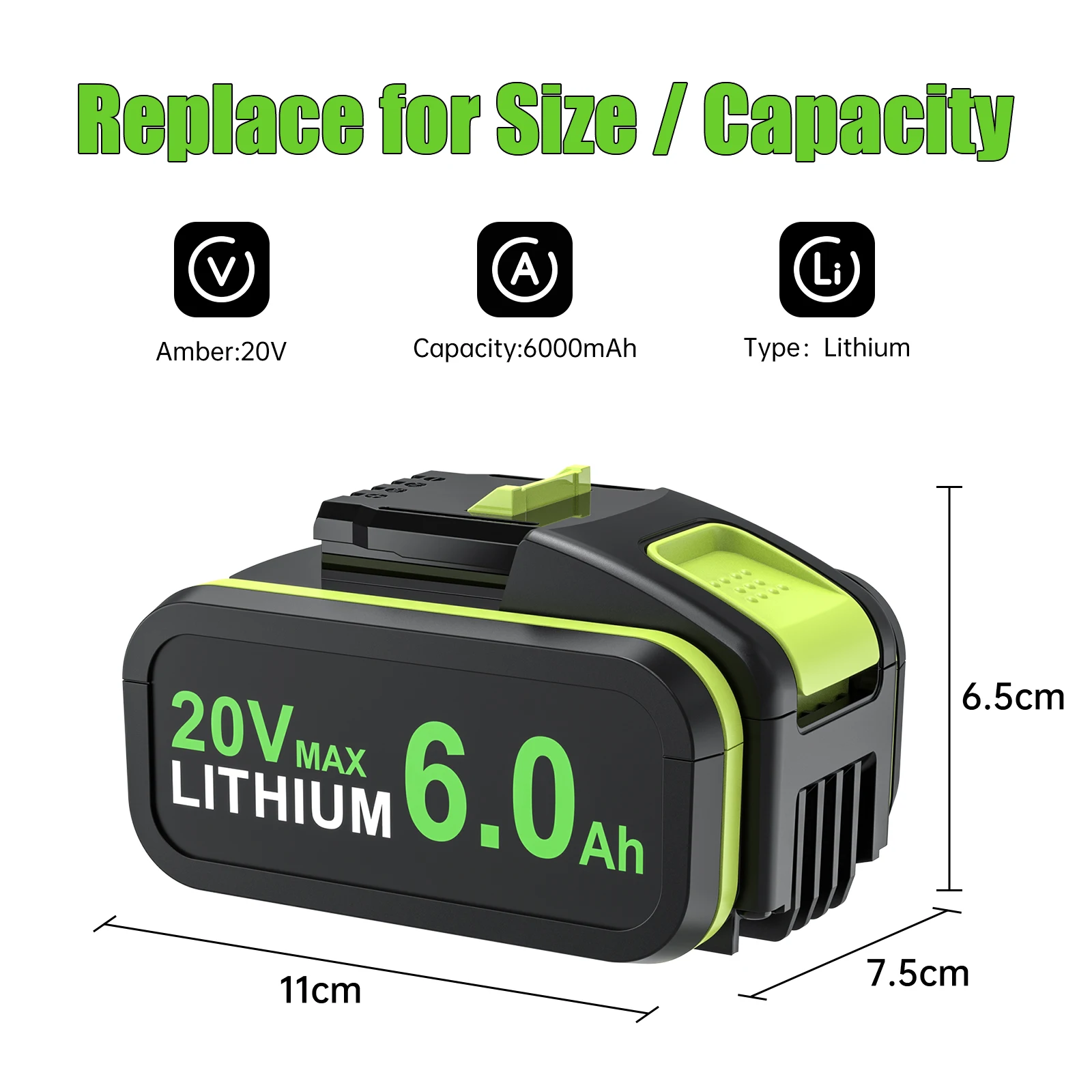 Worx 20v Exmate 20V 2.5Ah Lithium Replacement Battery Compatible With Worx WA3525 WA3520 Tool Kit