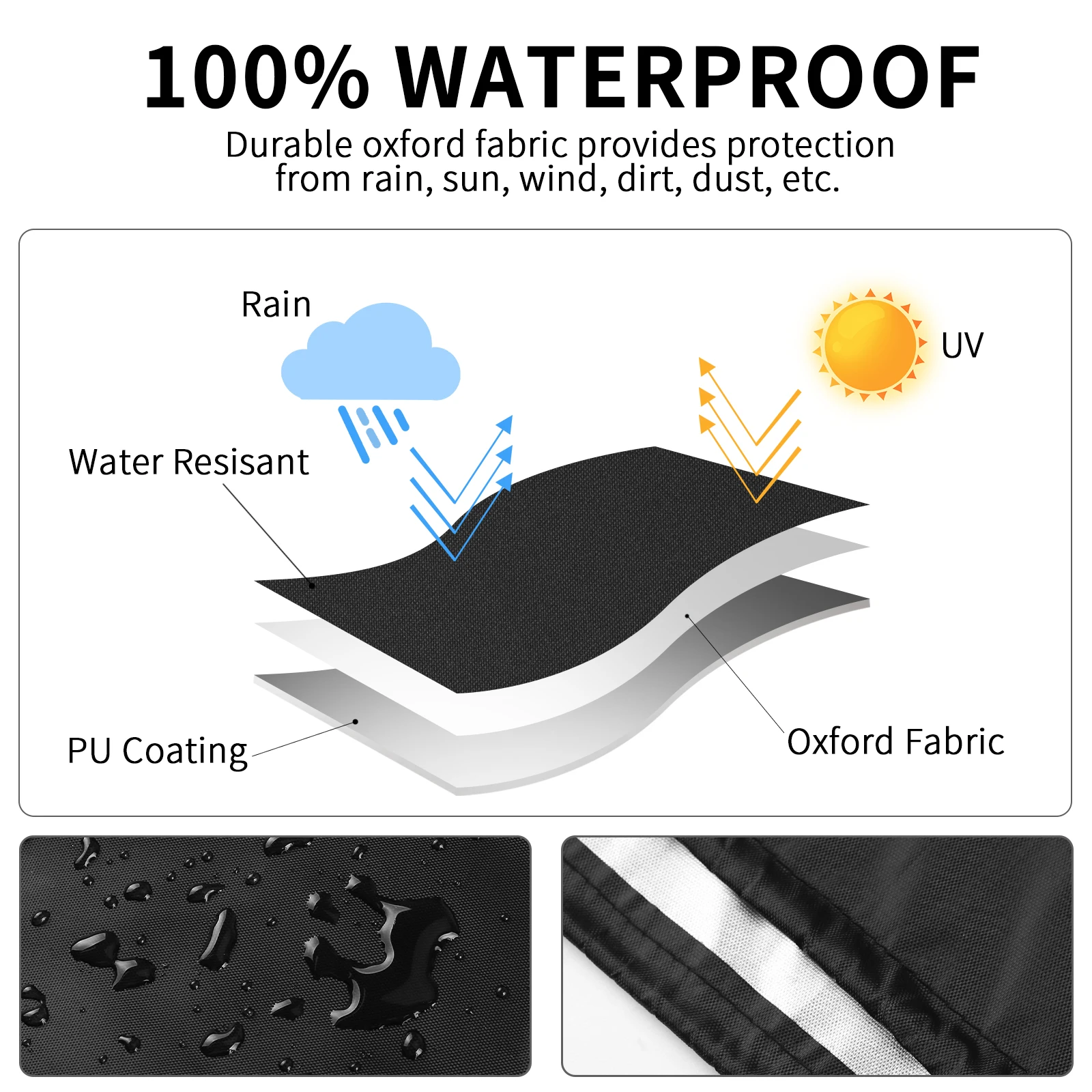 210D Oxford Cloth Patio Heater Cover Umbrella Fan-shaped Covers Waterproof with Zipper Garden Courtyard Furniture Protector