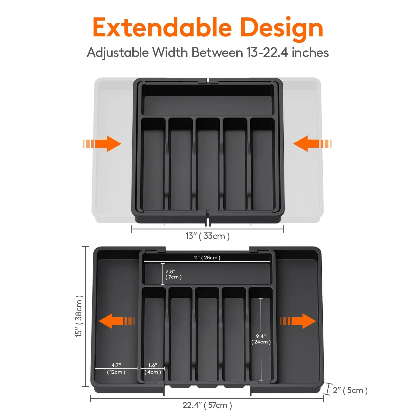 Drawer Organizer Utensil Tray Adjustable Plastic Storage For Spoons Forks Knives bamboo organizer tray cutlery organizer rotating storage organizer flatware organizer silverware organizer