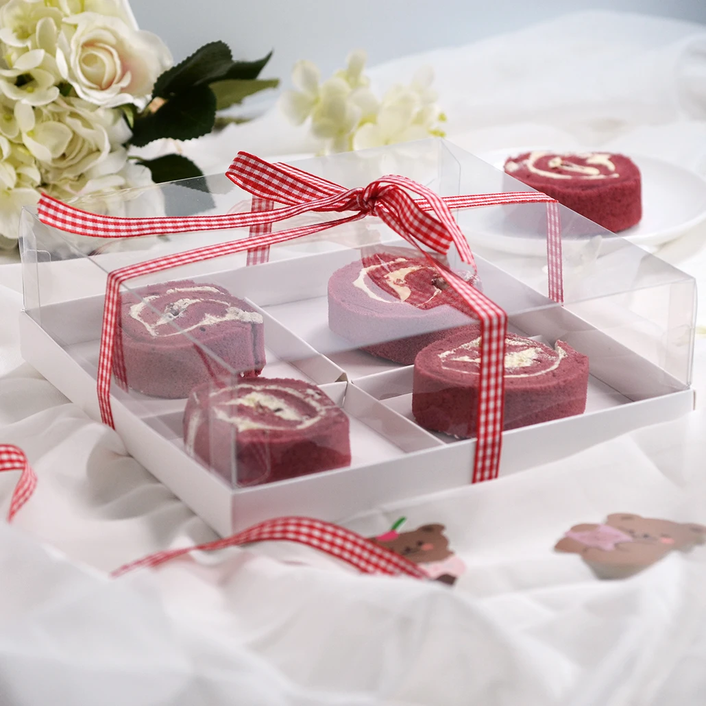 Transparent Cake Pastry Box 6 ids ternoon Tea Break Combination Paaging Baking Paaging Doughnut Western Pastries Kitchen