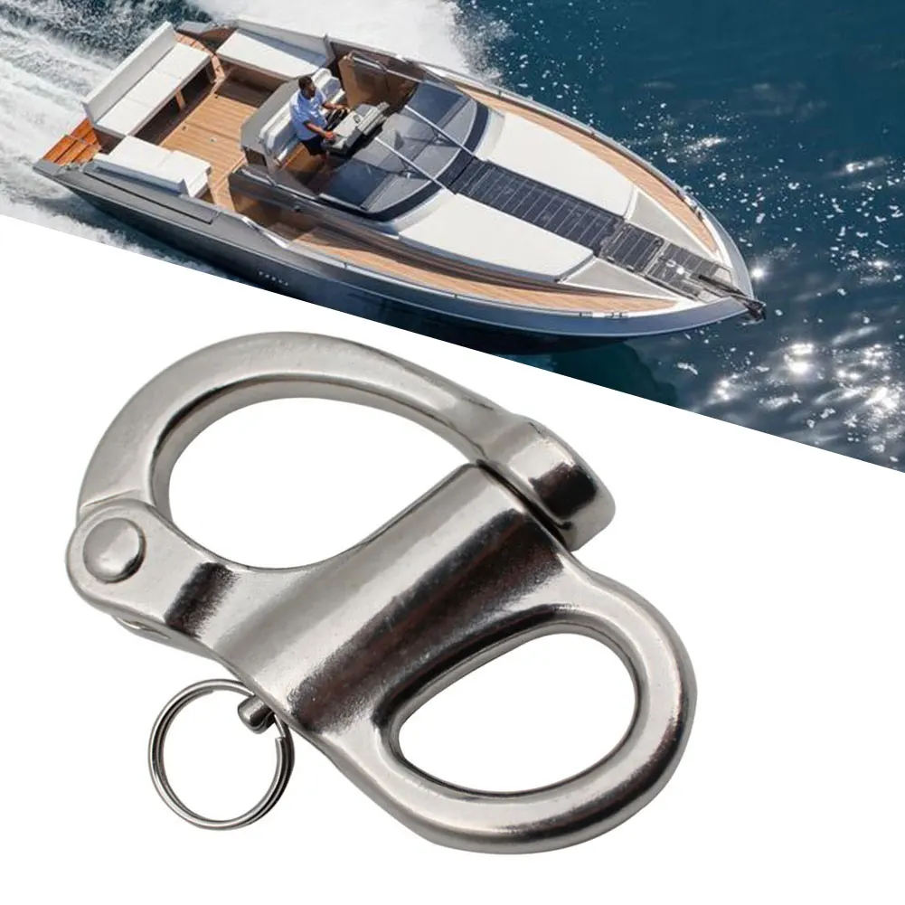 Stainless Quick Release Boat Anchor Chain Eye Shackle Swivel Hook Snap Marine Silver-Accessories For Vehicles