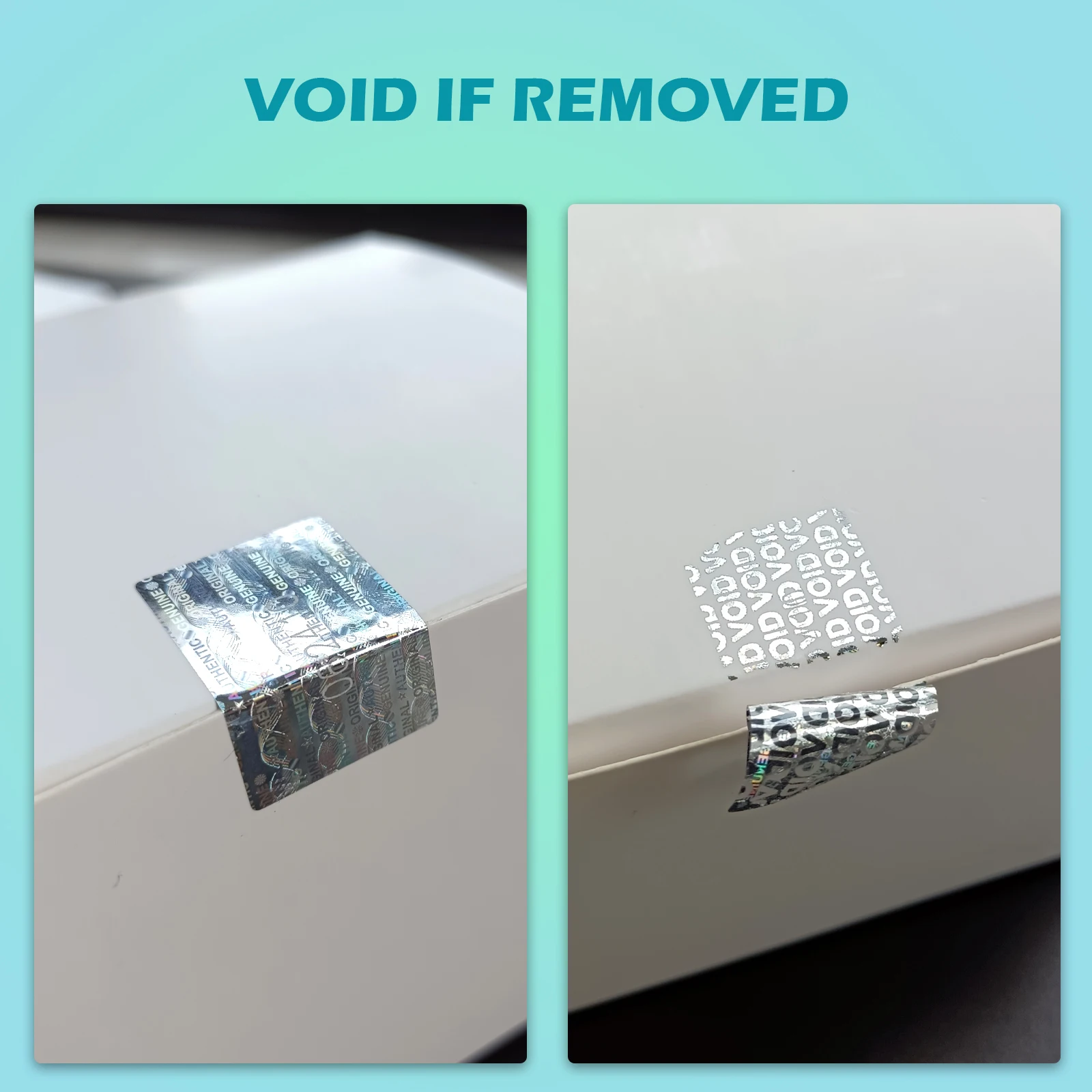높은 보안 홀로그램 스티커, 2x3cm 실버, 정통 보증, 빈 씰 홀로그램 라벨, 고유 번호 접착 라벨 포함