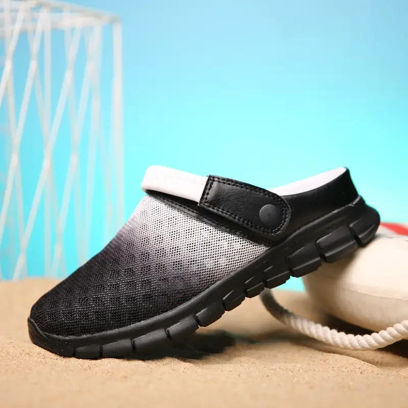 

2022 Men Women Summer Sandal Mesh Breathable Padded Beach Flip Flops Shoes Flat Indoor Home Bath Slippers Outside Mens Slippers