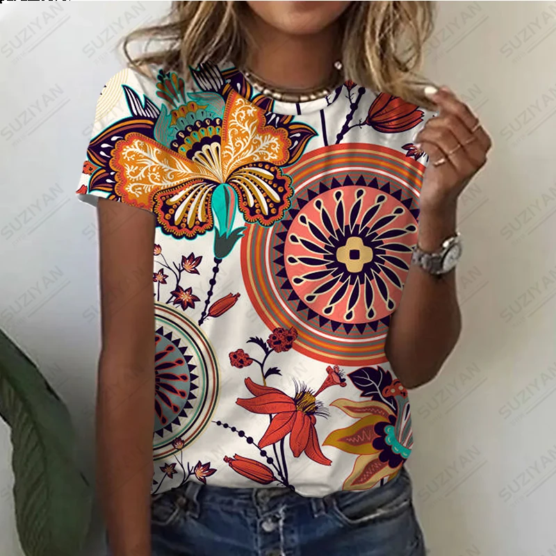 

Summer T-shirt 3D Printed Short Sleeve Top Fashion Casual Harajuku Women's Y2k Girls' Round Neck Pullover Loose Top 2023 New