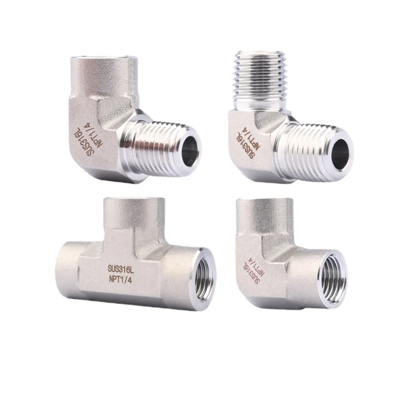 Stainless Steel Pipe Fitting Block Connector Forjado Alta Pressão Fêmea Macho Cotovelo Maneiras Npt 316l