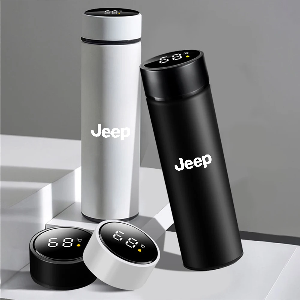 Car Stainless Steel Smart Thermos Mug Thermos LED Display Temperature For Jeep Renegade Patriot Wrangler Cherokee Compass Trail