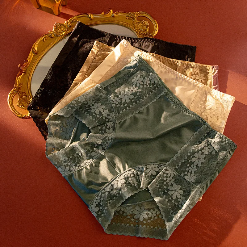 

Женские бесшовные трусики большого размера с высокой талией и эластичным кружевом
