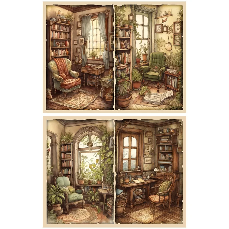 5Pcs/pack Vintage Cabin Papers Pack for Scrapbooking Background Decoration Building Patterned Material Paper DIY Card Making New