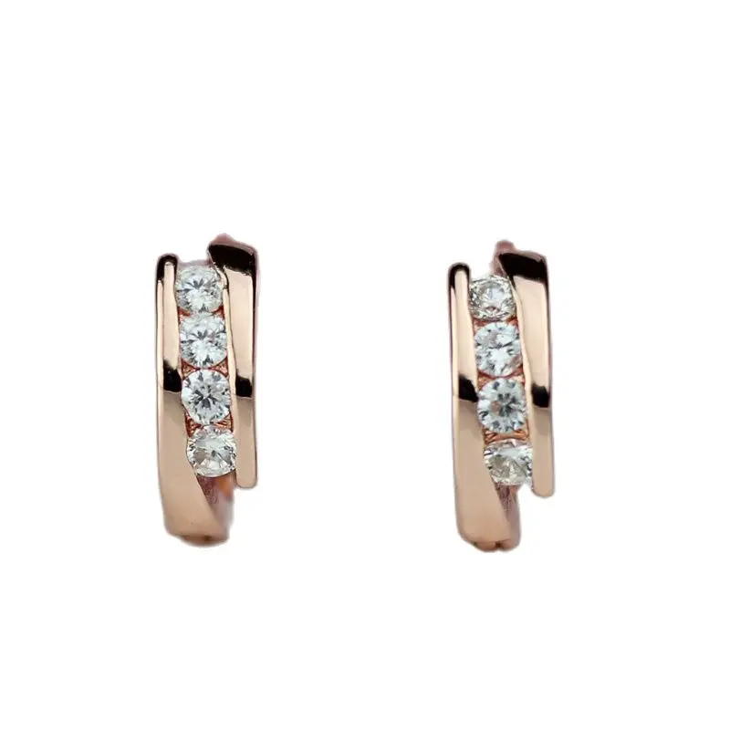 Hot Sale 585 Rose Gold Earrings Round Natural Zircon Hanging Dangle Earrings Drop EarringFashion Jewelry Wedding A055