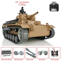 HENG LONG 1/16 7.0 Customized Panzer III H RTR RC Tank 3849 Metal Tracks Wheels Steel Sprocket Wheels BB Shooting Yellow TH17369 2