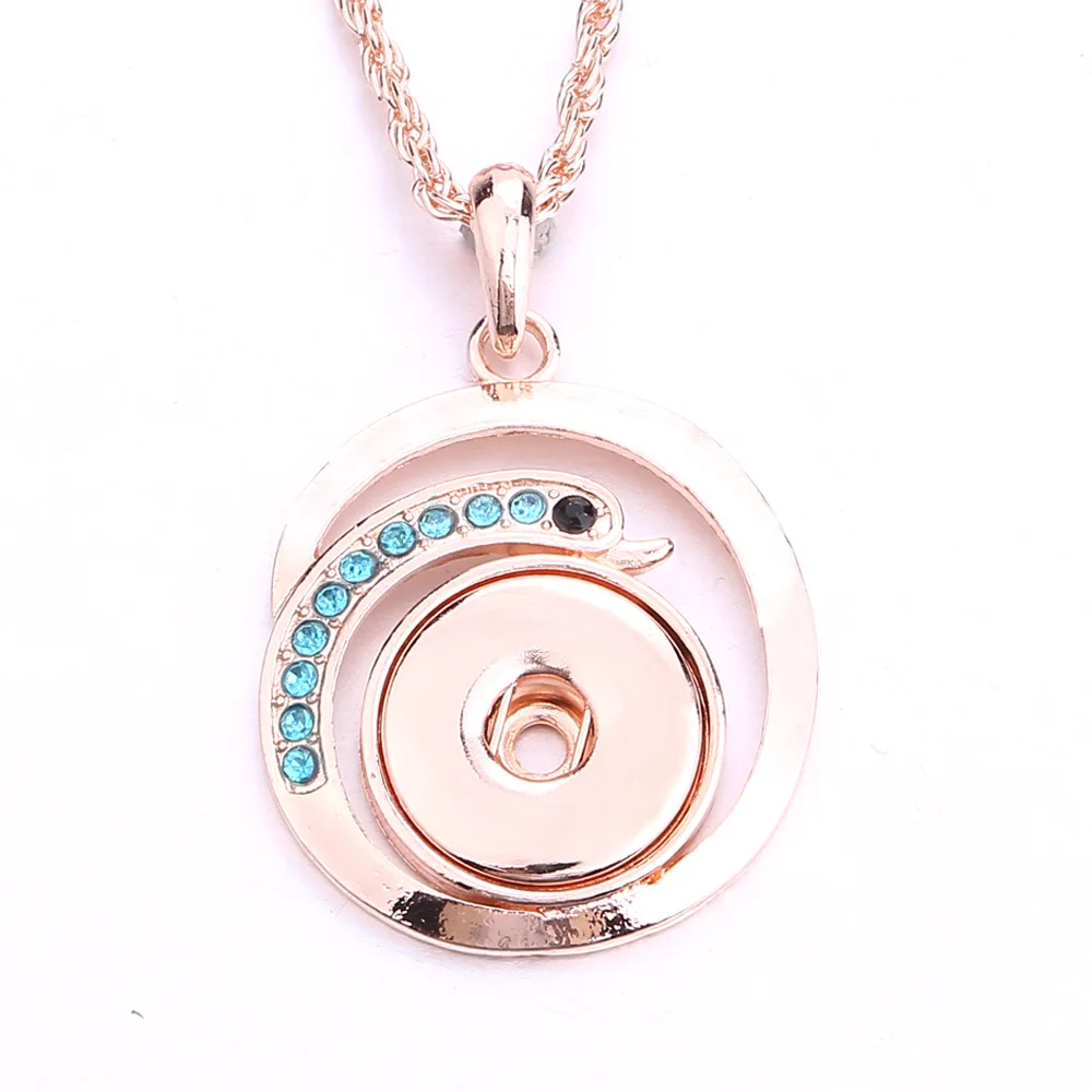 10pcs New Style Metal Crystal Snap Button Pendant Necklace Fit 18MM Snap Buttons Jewelry For Women