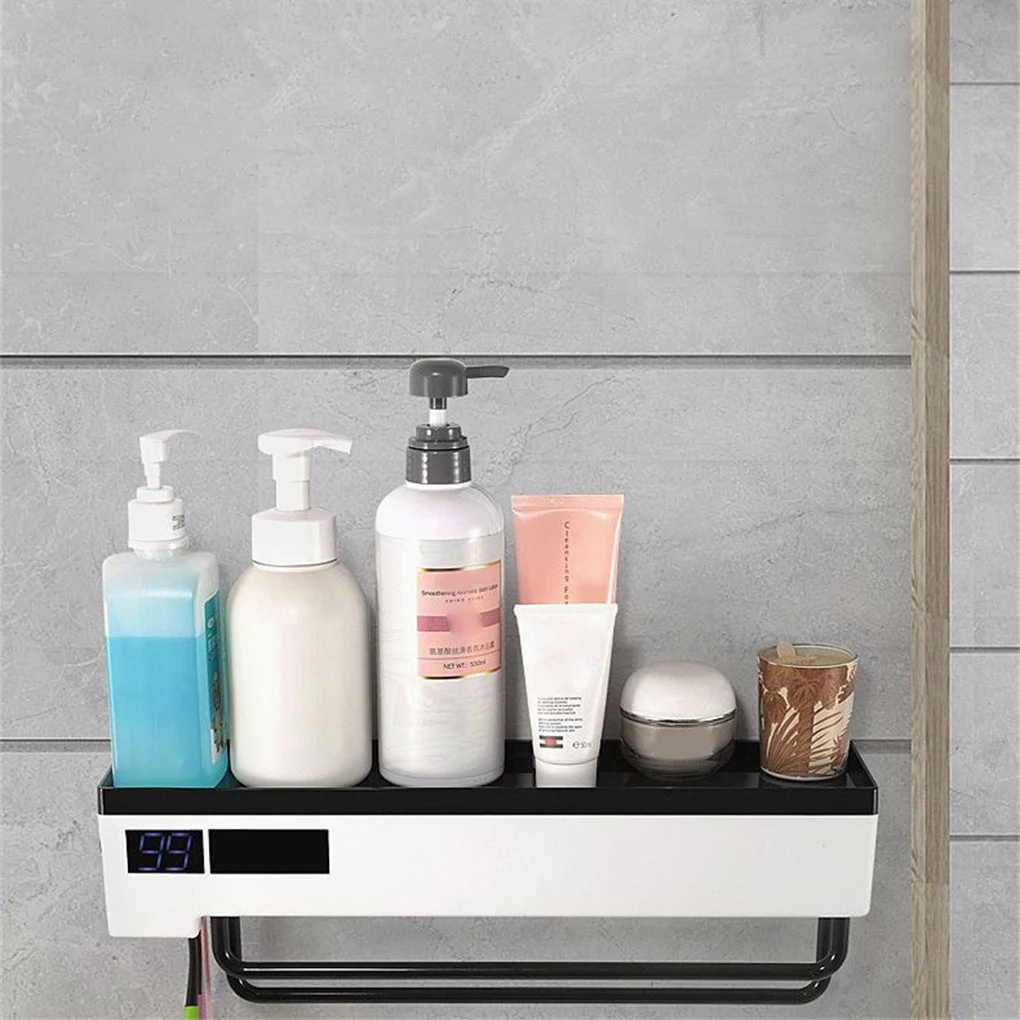 Towel Hanging Rack Wall Dryer Rechargeable Hanger Toiletries Storage Shelf