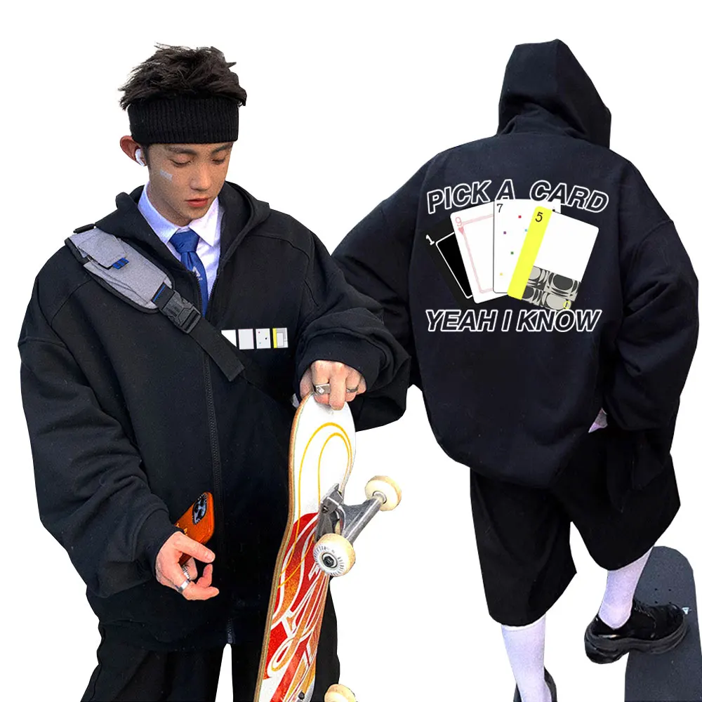 Rock Band The 1975 Pick A Card Yeah I Know Discography Graphic Zipper Hoodie Men Women Hip Hop Gothic Vintage Zip Up Jacket Coat