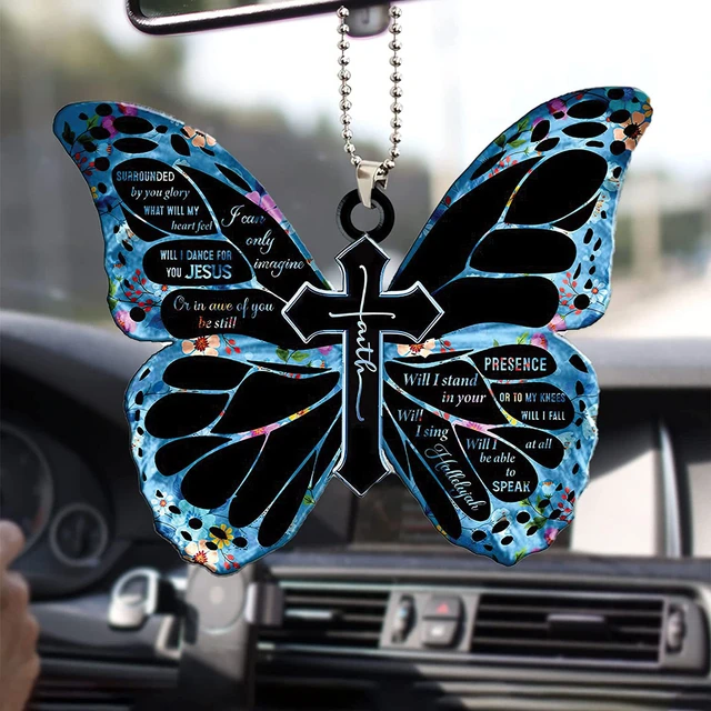 Schmetterling Kreuz hängen Dekoration für Auto Sonnenblume Schmetterling  Auto Charme Rückspiegel Zubehör Auto Innen anhänger - AliExpress