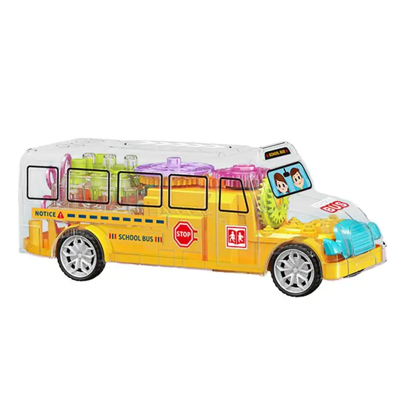 

Transparent Bus Bus Toys For Kids School Bus Toy Colorful Sound And Light Universal Driving Transparent Appearance For Teacher