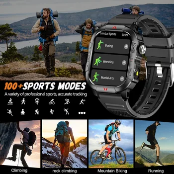 LAXASFIT 2025 New Men Smart Watch LED Flashlight BT Call 100+ Sports Modes Health Monitoring IP68 Waterproof Outdoor Smart Watch 3