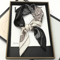 70x70cm Women Silk Scarf Small Satin Square Print Wrap Foulard Femme Handkerchief Bandana Neck Hair Skinny Tie Scarves Shawls 2
