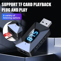 Bluetooth 6.0 Mini USB Transmitter Receiver with LED Display and Handsfree Calling (T65)