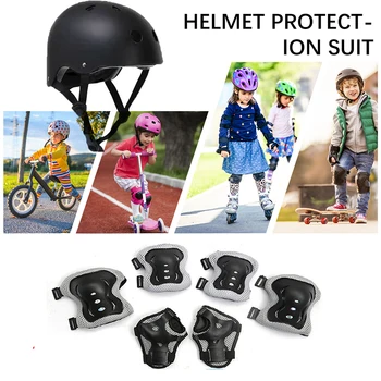 7PCS/set Kids Skateboard Scooter Helmet Bicycle Sport Protective Gear Set Knee Elbow Pad with Wrist Guards for Boys Girls Skiing 2
