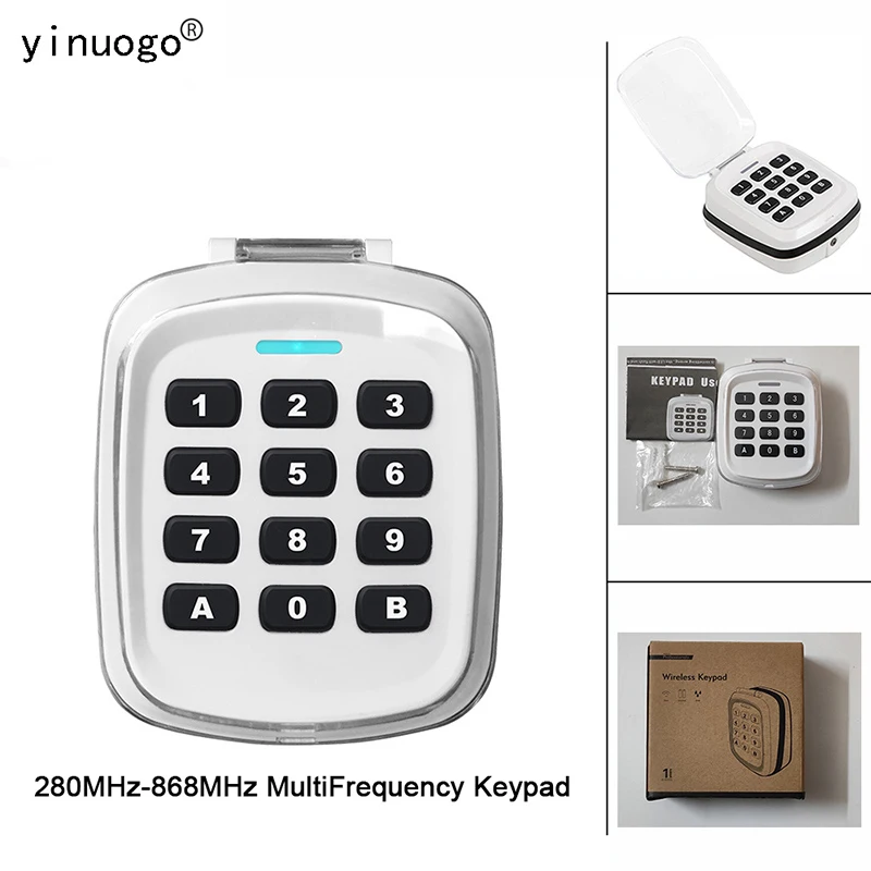 

Garage Door Opener Wireless Keypad Remote Control 280MHz-868MHz Electric Gate Remote Control Multiple Brands Keychain Clone