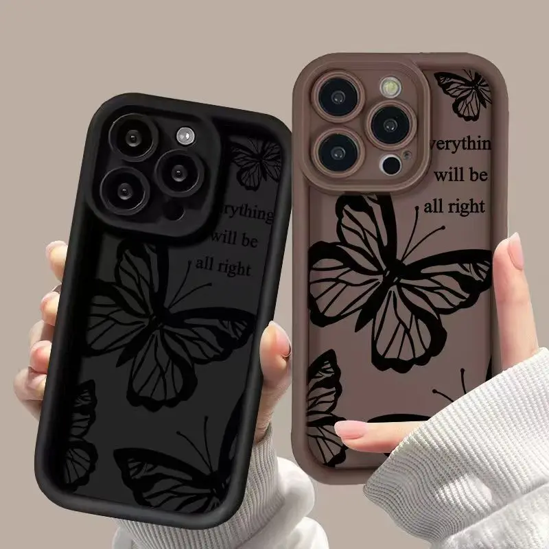 Black Butterfly Matte TPU Phone Case
