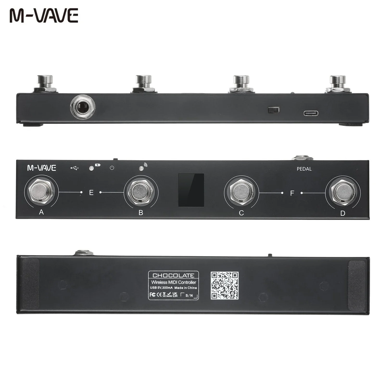 M-VAVE Chocolate BT Controlador MIDI inalámbrico Recargable 4 botones Controlador de pie MIDI
