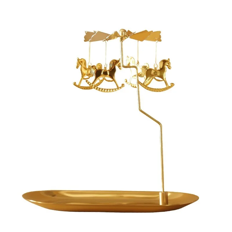 Tray Rotating Candlestick Scented Candle Romantic Walk Horse Lamp European Windmill Creative Swing Birthday Wedding Gift