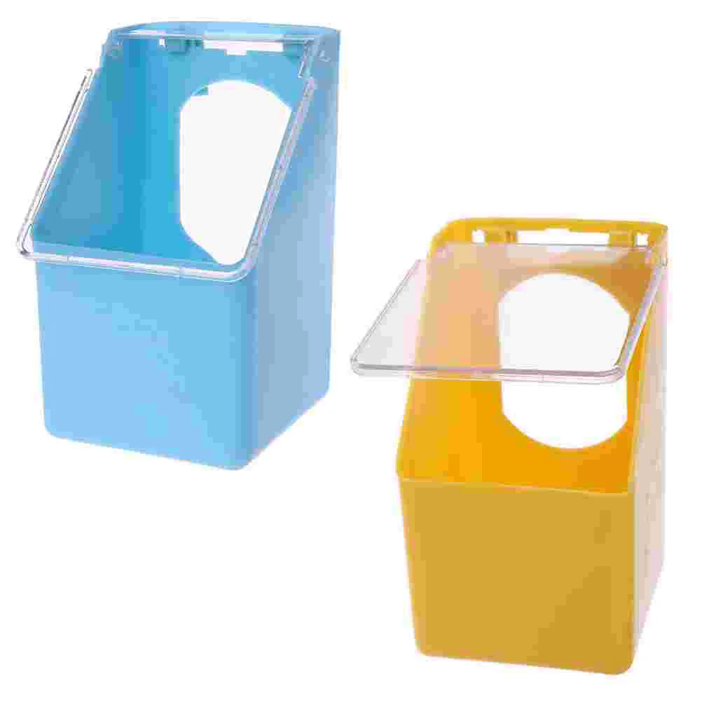 2Pcs Bird Feeders Cage Single Hole Hanging Box with Lid Trough Perch Cup Pigeon Feeder Accessory