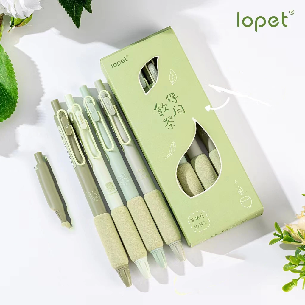 Lopet 4pcs Gel Pen Set Coffee Soft Bread Cute boligrafo gel 0.5MM Black Ink Refills boligrafos kawaii Quick Dry Writing canetas 4