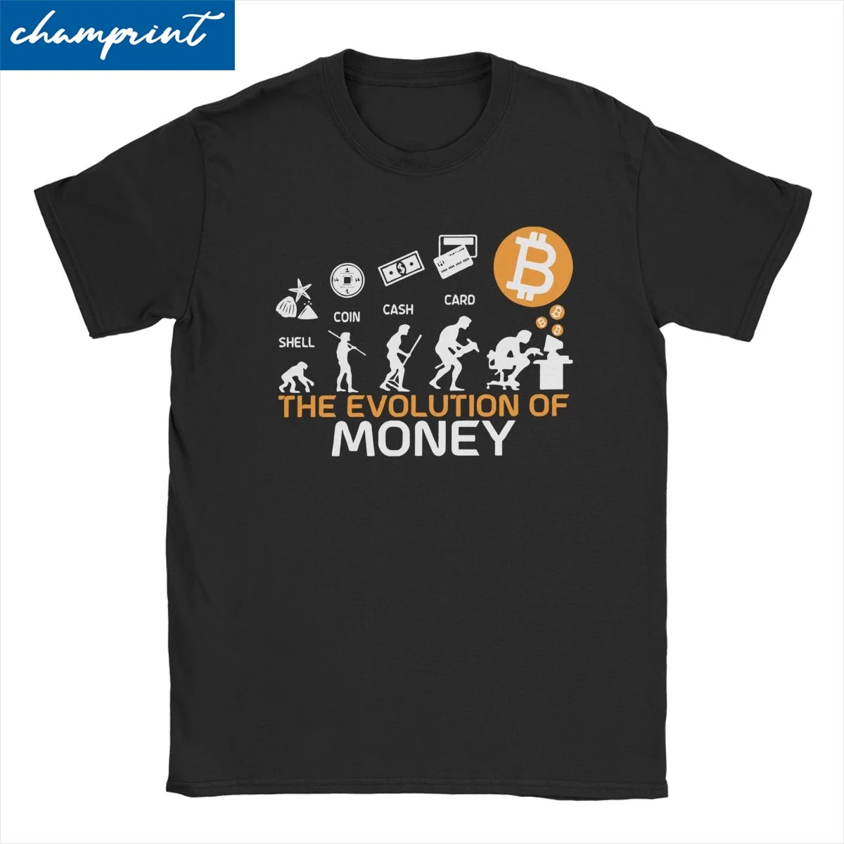 

Мужская и женская футболка The Evolution Of Money, забавные модные хлопковые футболки с биткоином, футболка с принтом криптовалюты, одежда на лето