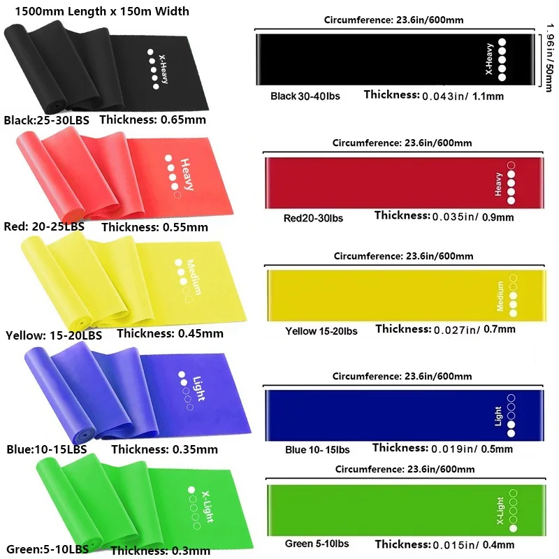 Resistance Bands Set,Bodybuilding Elastic Bands for Exercise Yoga,Pilates,Rehab,Strength Training Fitness Band Yoga Stretch Belt