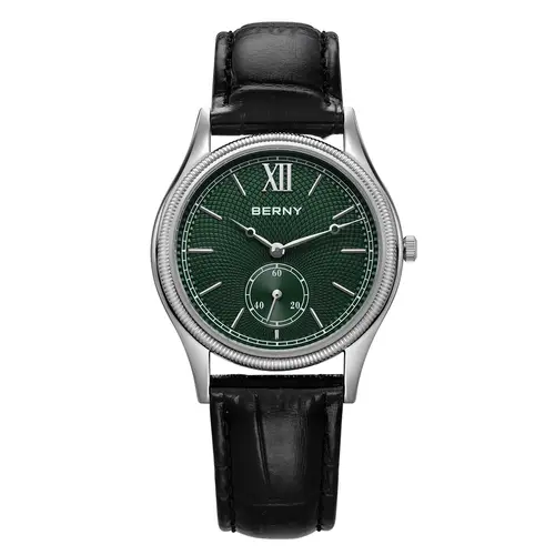 BERNY Men's Watches Slim Luxury Classic Stylish Dress Quartz Watch Fashion Elegance Leather Band Wristwatch - Image 9