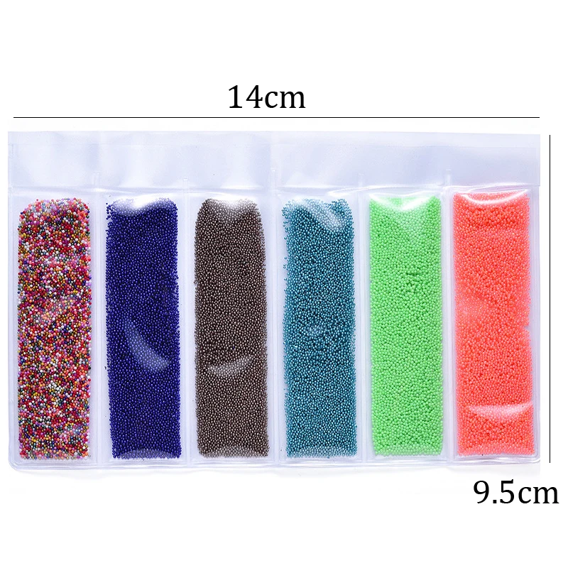 6 Colors Mini Beads, Nail Art Caviar Beads Studs, for 3D Nail Tips Designs Decoration images - 6