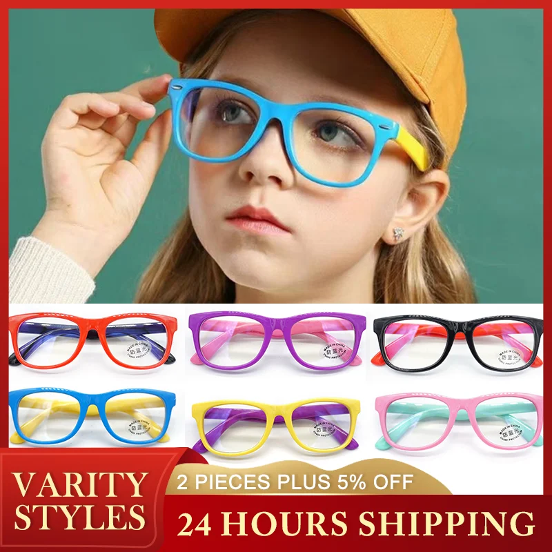 Kids Computer Glasses Blue Light Blocking Filter Gaming Goggles Detachable Child Anti-Blue Ray Eyewear Silicone Eyeglasses