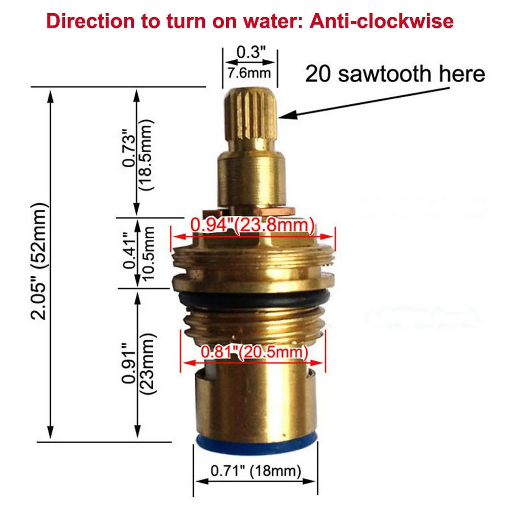 2Pcs Standard 1/2 Replacement Brass ceramic disc tap valve insert gland cartridge quarter turn zba501
