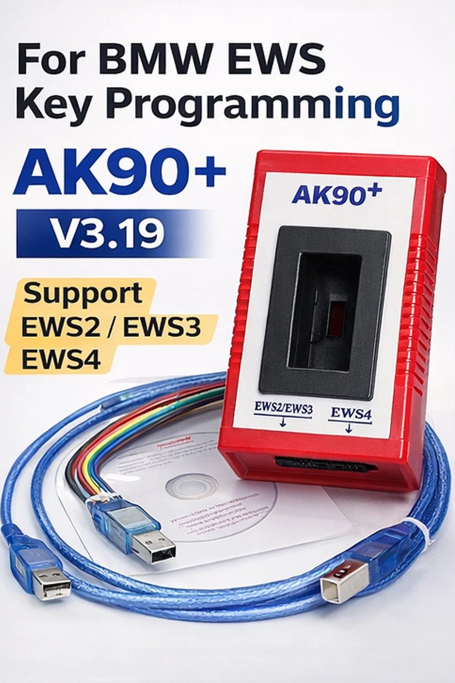 AK90+ EEPROM Programmer for BMW EWS EWS3 EWS4 Key Programming Tool ...
