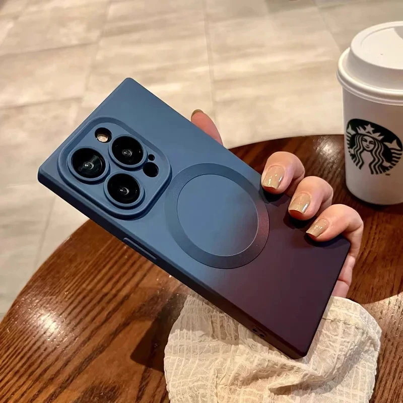 Fashion Matte Gradient Magnetic Shockproof Silicone Soft Case Cover